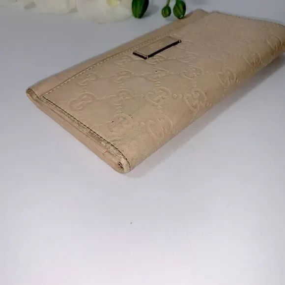 Authentic GUCCI Guccissima Long Clutch  Wallet Beige - Picture 9 of 14